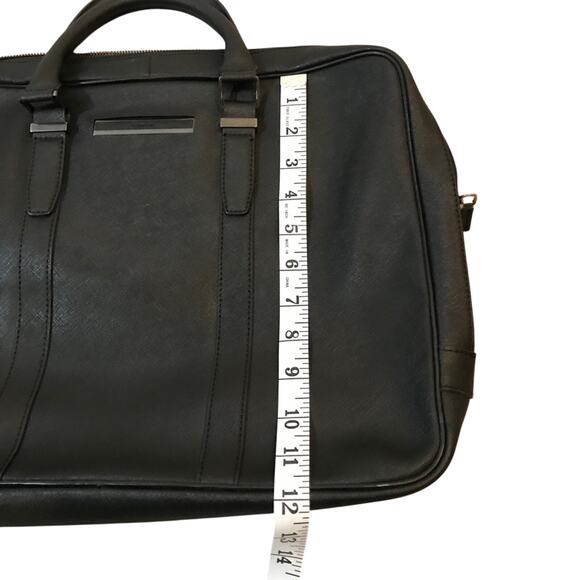 CALVIN KLEIN Men’s Black Leather Briefcase - Picture 3 of 12
